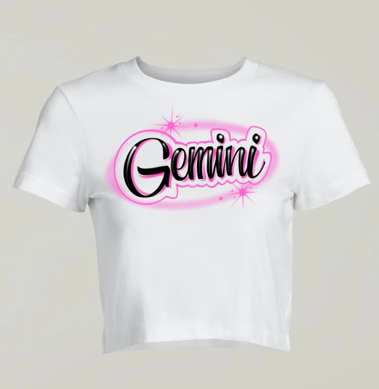 Gemini airbrush style DTG print Women’s Crop Tee
