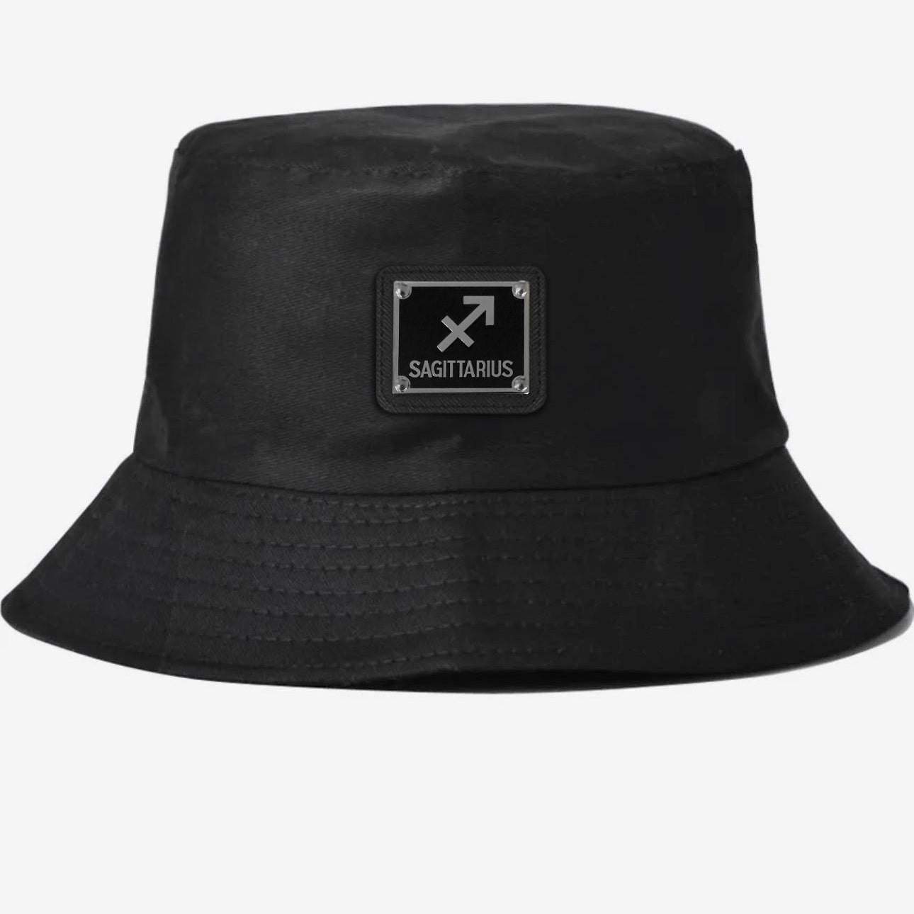 Black and silver Sagittarius bucket hat